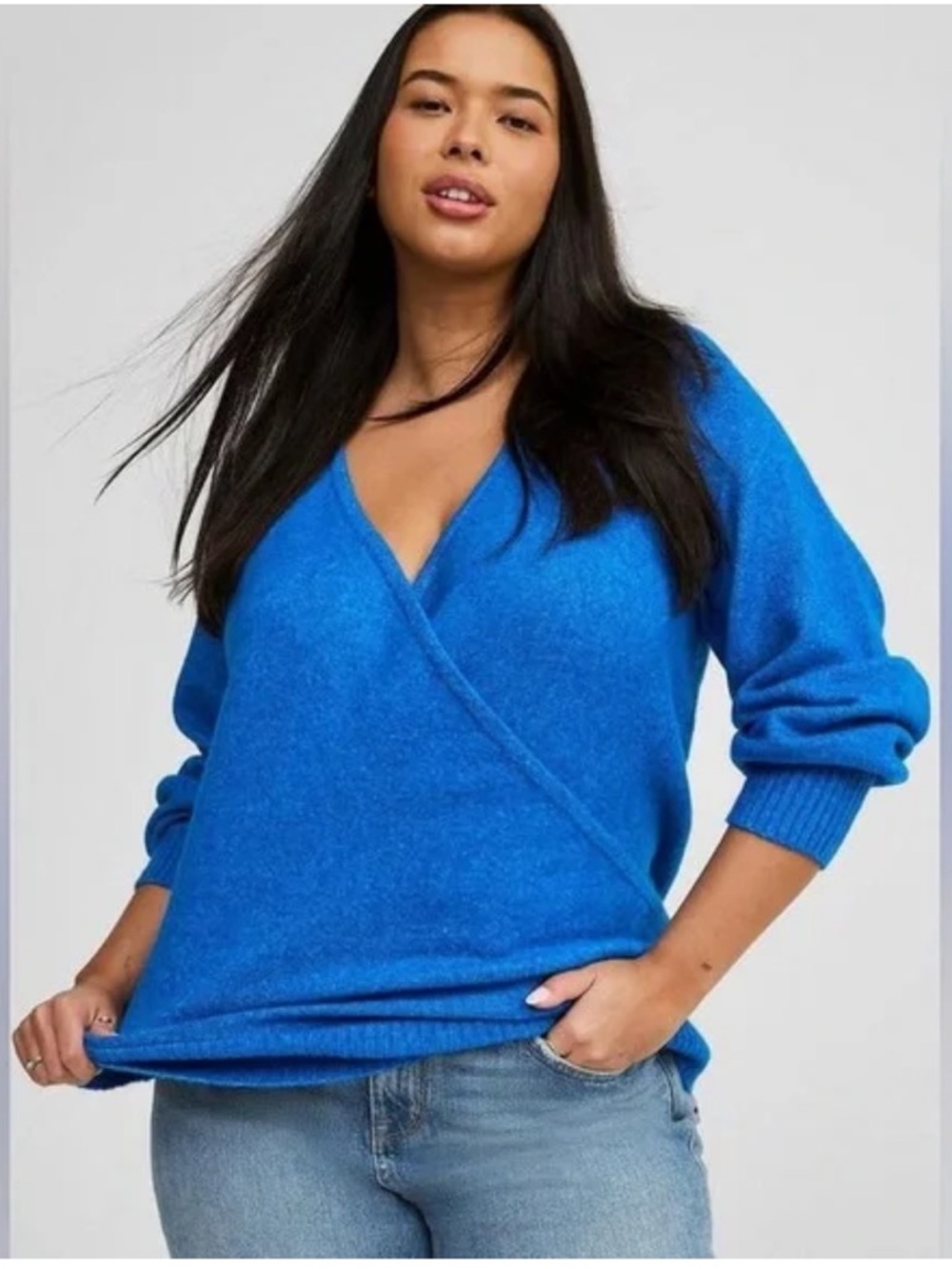 Torrid Vibrant Blue Wrap V-Neck Women's Sweater size 2